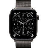 Apple Watch Series 11, Smartwatch Titan Schiefer, Titangehäuse, 46 mm, Milanaise Armband schiefer S/M, Cellular