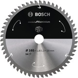 Bosch Kreissägeblatt Standard for Aluminium, Ø 165mm, 54Z Bohrung 20mm, für Akku-Handkreissägen