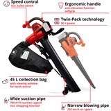 EINHELL Akku-Laubsauger GE-CL 36/230 Li E-Solo, 36Volt (2x18V), Laubsauger/Laubbläser rot/schwarz, ohne Akku und Ladegerät