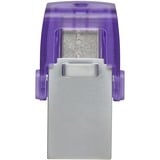 Kingston DataTraveler microDuo 3C 128 GB, USB-Stick violett/transparent, USB-A 3.2 Gen 1, USB-C 3.2 Gen 1