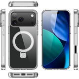 Nevox StyleShell SHOCKFlex mit Standfunktion, Handyhülle transparent, iPhone 17 Pro, kompatibel mit MagSafe