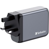 Verbatim GaN-Ladegerät 100W, 1x USB-A , 3x USB-C grau, PD 3.0, QC 3.0
