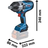 Bosch Akku-Schlagschrauber BITURBO GDS 18V-1050 H Professional solo, 18Volt blau/schwarz, ohne Akku und Ladegerät, 3/4", in L-BOXX