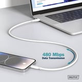 Digitus USB 2.0 Silikon-Anschlusskabel USB-C > USB-C weiß, 2 Meter, PD, Laden mit bis zu 60 Watt