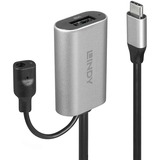 Lindy USB 3.2 Gen 1 Aktivverlängerungskabel, USB-C Stecker > USB-A Buchse schwarz, 5 Meter