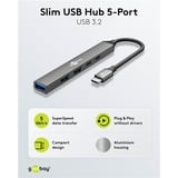 goobay Slim 5-Port USB-Hub USB-C™ auf USB-C/USB-A USB 3.2 Gen1 grau