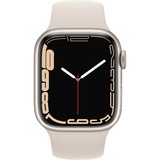 Apple Watch Series 7, Smartwatch silber/beige, 41 mm, Sportarmband, Aluminium-Gehäuse