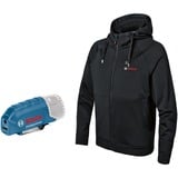 Bosch Professional Heat+Jacket GHH 12+18V Kit Größe 2XL, Arbeitskleidung schwarz, inkl. Ladeadapter GAA 12V-21, 1x 12-Volt-Akku