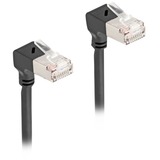 DeLOCK Patchkabel RJ-45 Cat.6a S/FTP, Slim 90° gewinkelt schwarz, 3 Meter, nach oben abgewinkelte Stecker