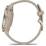 Garmin Venu 3S, Smartwatch beige/gold, 41 mm, schwarzes Silikon-Armband