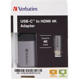 Verbatim USB Adapter, USB-C Stecker > HDMI Buchse silber/schwarz, 10cm, 4K 60Hz