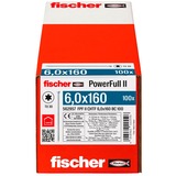 fischer Holzbauschraube PowerFull II 6,0x160 ZK TX VG 100 Stück, Vollgewinde, verzinkt