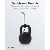 goobay USB-C Schnellladegerät Nano, PD, GaN, 65 Watt, USB-C Textilkabel schwarz, 1x USB-A, 2x USB-C PD, Quick Charge 3.0, 1 Meter Kabel