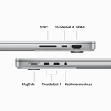 Apple MacBook Pro (14") 2023 CTO, Notebook silber, M3 Max 40-Core GPU, MacOS, Deutsch, 36 cm (14.2 Zoll) & 120 Hz Display, 1 TB SSD