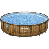 Bestway Power Steel Swim Vista Frame Pool-Set, Ø 549cm x 122cm, Schwimmbad braun/hellblau, mit Sichtfenstern + Filterpumpe