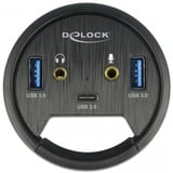 DeLOCK 3 Port Tisch-Hub 1x Typ-C - 2x Typ-A + HD-Audio, USB-Hub 