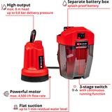 EINHELL Akku-Klarwasserpumpe GE-SP 18 LL Li - Solo, Tauch- / Druckpumpe rot/schwarz, ohne Akku und Ladegerät
