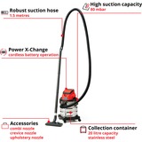 EINHELL Nass-/Trockensauger TC-VC 18/20 Li S-Solo rot/silber, ohne Akku und Ladegerät