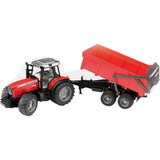 bruder 02045 Massey Ferguson 7480, Modellfahrzeug rot/schwarz, mit Wannenkippanhänger