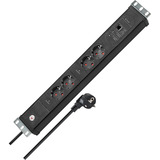 Brennenstuhl Premium-Web-Line V3 Internet-Steckdosenleiste 19" 4-fach, 2 Main + 2 Follow schwarz, 1,5HE, 3 Meter Kabel, Main-Follow Funktion, LAN-Anschluss