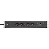 Brennenstuhl Premium-Web-Line V3 Internet-Steckdosenleiste 19" 4-fach, 2 Main + 2 Follow schwarz, 1,5HE, 3 Meter Kabel, Main-Follow Funktion, LAN-Anschluss