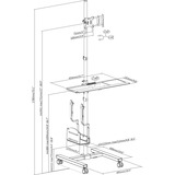 Digitus Mobiler Arbeitsplatz mit Höhenverstellung, Arbeitstisch schwarz, für PC, Monitor und Tastatur / Maus