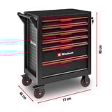 EINHELL Werkstattwagen leer, 6 Schubladen, Werkzeugwagen schwarz/rot, 4 flache, 2 hohe Schubladen