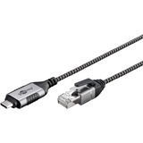 goobay Ethernet-Adapterkabel USB-C 3.2 Gen2 > RJ-45, Slim schwarz/grau, 10 Meter