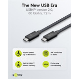 goobay USB4 Version 2.0 Kabel, USB-C Stecker > USB-C Stecker, 80Gbit/s schwarz, 1,2 Meter, Laden mit bis zu 240 Watt