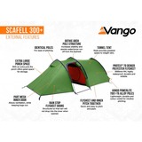 Vango Tunnelzelt Scafell 300 Plus grün/orange, mit großem Vorraum für Gepäck, Modell 2024