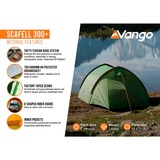 Vango Tunnelzelt Scafell 300 Plus grün/orange, mit großem Vorraum für Gepäck, Modell 2024