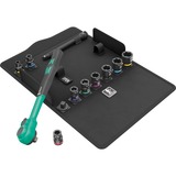 Wera 8100 SB 13 Zyklop Comfort-Knarrensatz, zöllig, 3/8", Werkzeug-Set schwarz/grün, 11-teilig, Comfort-Knarre mit Umschalthebel