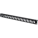 Digitus Modulares Patchpanel, 24-Port, unbestückt, abgestuft schwarz, 1 HE, für Keystone-Module