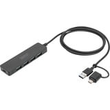 Digitus USB 3.0 Hub 4-Port Slim Line, USB-Hub schwarz
