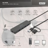 Digitus USB 3.0 Hub 4-Port Slim Line, USB-Hub schwarz