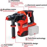 Einhell Akku-Bohrhammer HEROCCO 36/28 Professional, 36Volt (2x18Volt) rot/schwarz, ohne Akku und Ladegerät