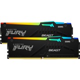 Kingston FURY DIMM 64 GB DDR5-6000 (2x 32 GB) Dual-Kit, Arbeitsspeicher schwarz, KF560C40BBAK2-64, FURY Beast RGB, INTEL XMP