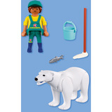 PLAYMOBIL 72090 Animals & Friends Zoo: Eisbär und Pfleger, Konstruktionsspielzeug 