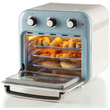 Ariete Heißluftfritteuse und Mini-Ofen 3in1 Vintage Blue weiß/hellblau, 1.350 Watt, Garraum 16 Liter, mit Sichtfenster