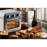 Ariete Heißluftfritteuse und Mini-Ofen 3in1 Vintage Blue weiß/hellblau, 1.350 Watt, Garraum 16 Liter, mit Sichtfenster