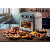 Ariete Heißluftfritteuse und Mini-Ofen 3in1 Vintage Blue weiß/hellblau, 1.350 Watt, Garraum 16 Liter, mit Sichtfenster