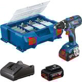 Bosch Akku-Bohrschrauber GSR 18V-28 Professional, 18Volt blau/schwarz, 2x Li-Ionen Akku 3,0Ah, 82-teiliges Zubehör-Set