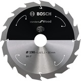 Bosch Kreissägeblatt Standard for Wood, Ø 190mm, 16Z Bohrung 30mm, für Akku-Handkreissägen