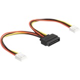 DeLOCK Strom-Adapterkabel SATA 15 Pin Stecker > 2x Floppy 4 Pin Buchse 15cm