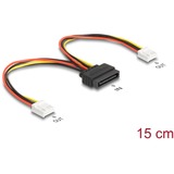 DeLOCK Strom-Adapterkabel SATA 15 Pin Stecker > 2x Floppy 4 Pin Buchse 15cm
