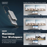 Digitus 8 Port USB-C Docking Station, Dockingstation grau/schwarz