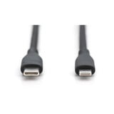 Digitus USB 2.0 Silikon-Kabel USB-C > Lightning, MFI zertifiziert schwarz, 2 Meter, PD 2.0, Laden mit bis zu 60 Watt
