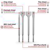 EINHELL SDS-plus Meißel-Satz 250mm, 4-teilig 