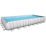 Bestway Power Steel Rectangular Frame Pool Set, Schwimmbad hellgrau, mit Sandfilteranlage, 956cm x 488cm x 132cm