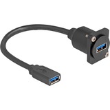 DeLOCK D-Typ USB 3.2 Gen 1 Kabel, USB-A Buchse > USB-A Buchse schwarz, 20cm
